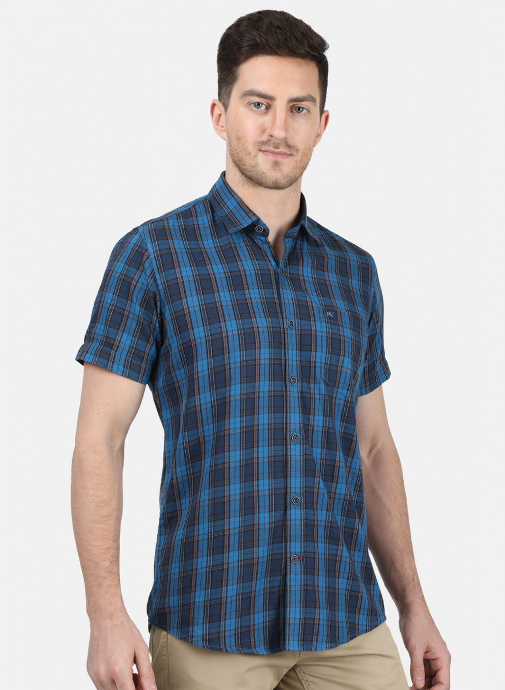 Mens Blue Check Shirt