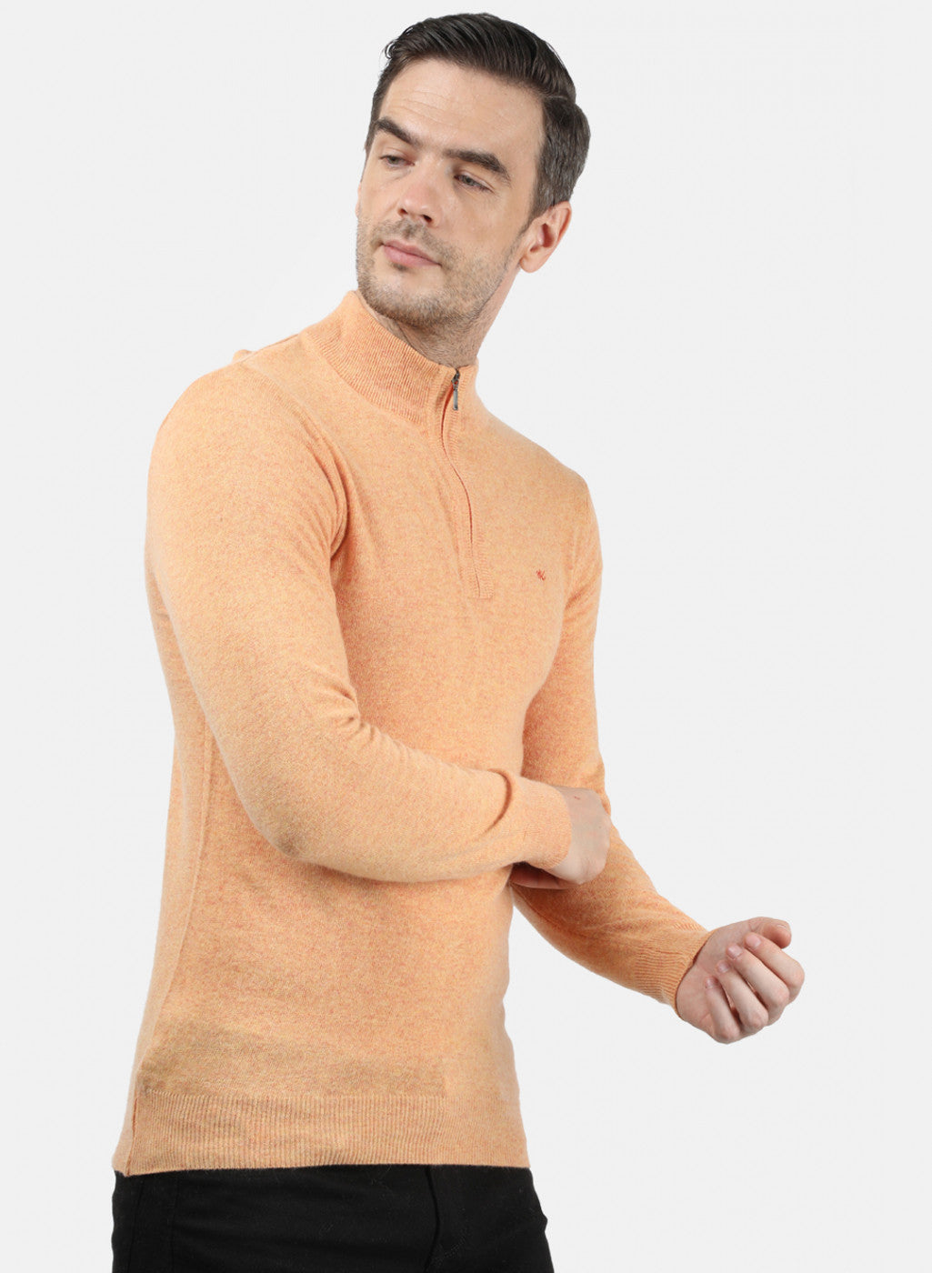 Men Light Orange Solid Pullover