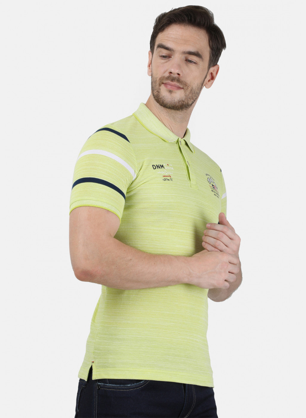 Mens Green Printed Collar T-Shirts