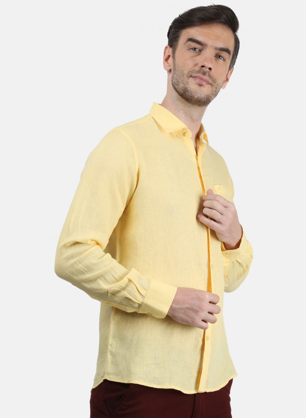 Men Yellow Solid Shirt