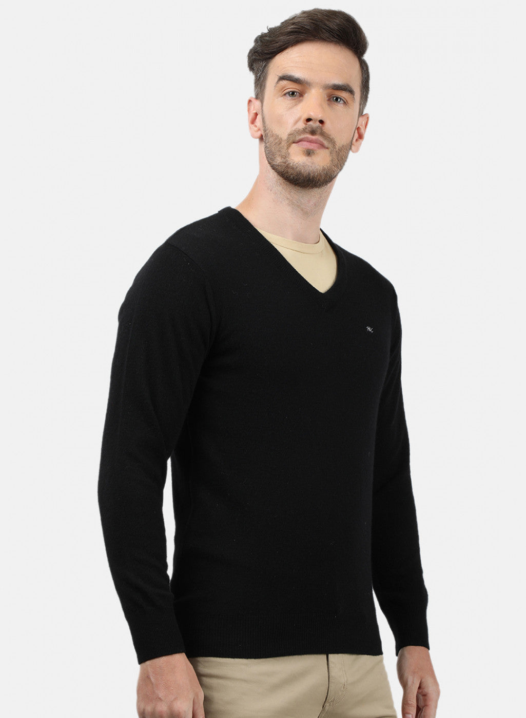Men Black Solid Pullover