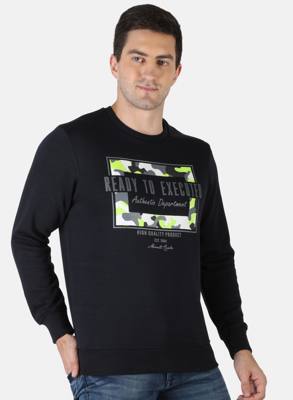 Men Blue Printed Sweatshirt