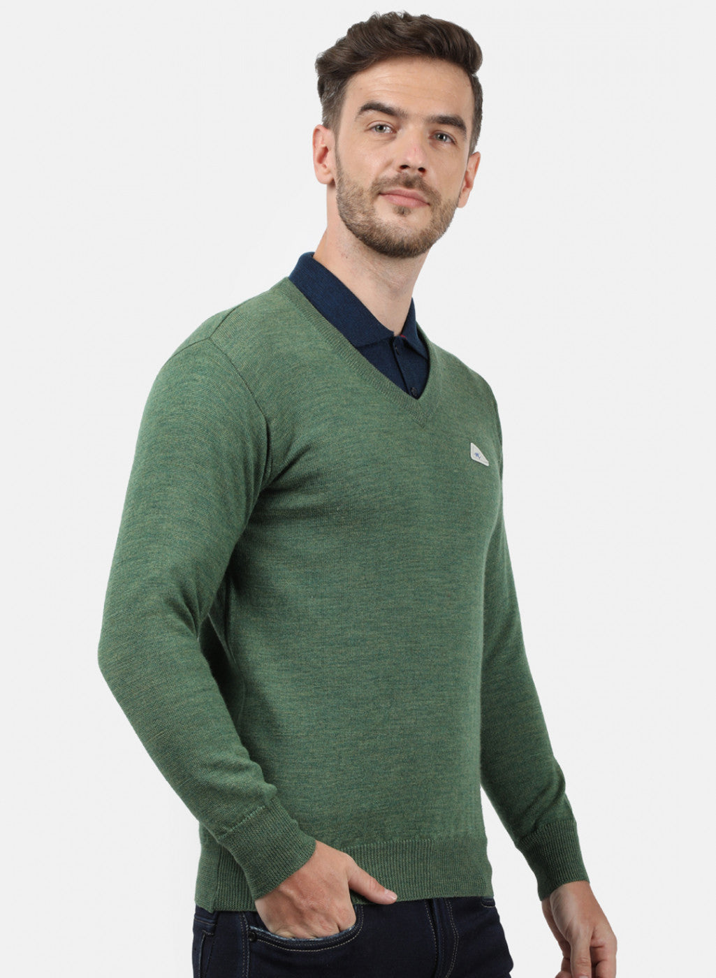 Men Green Solid Pullover
