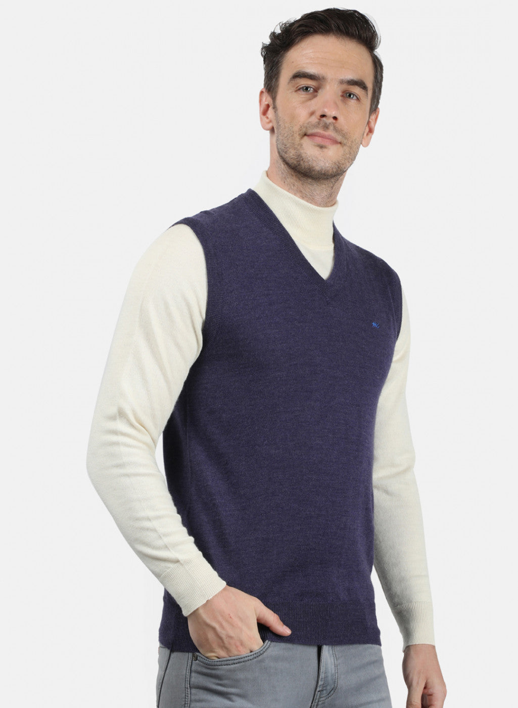 Men Purple Solid Sweater