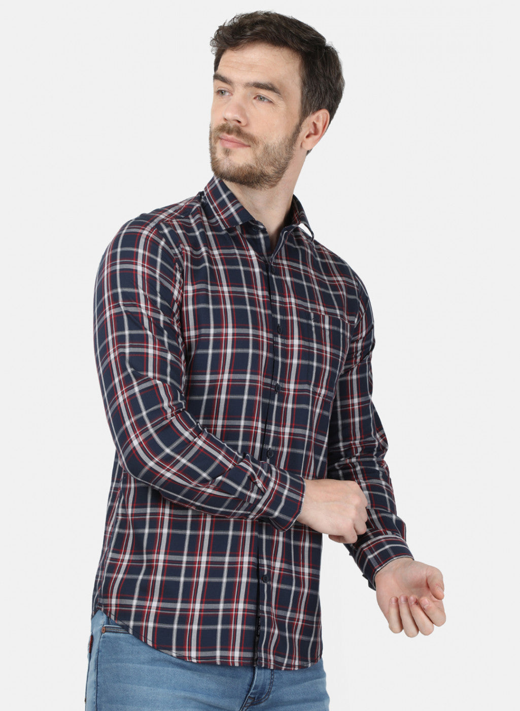 Mens NAvy Blue Check Shirt