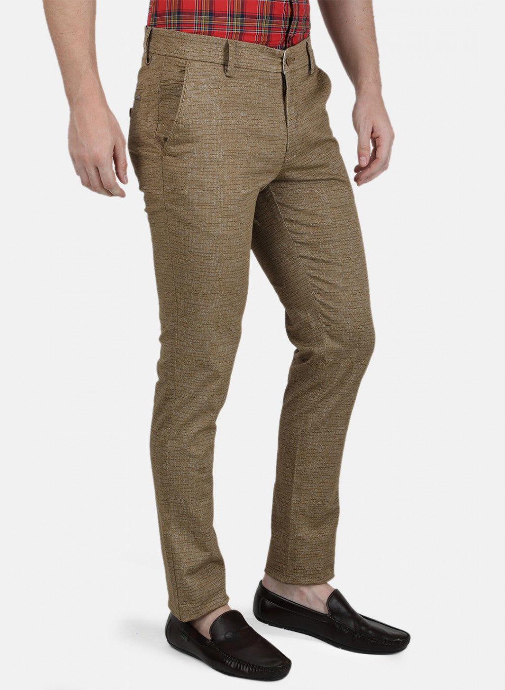 Mens Brown Printed Trousers