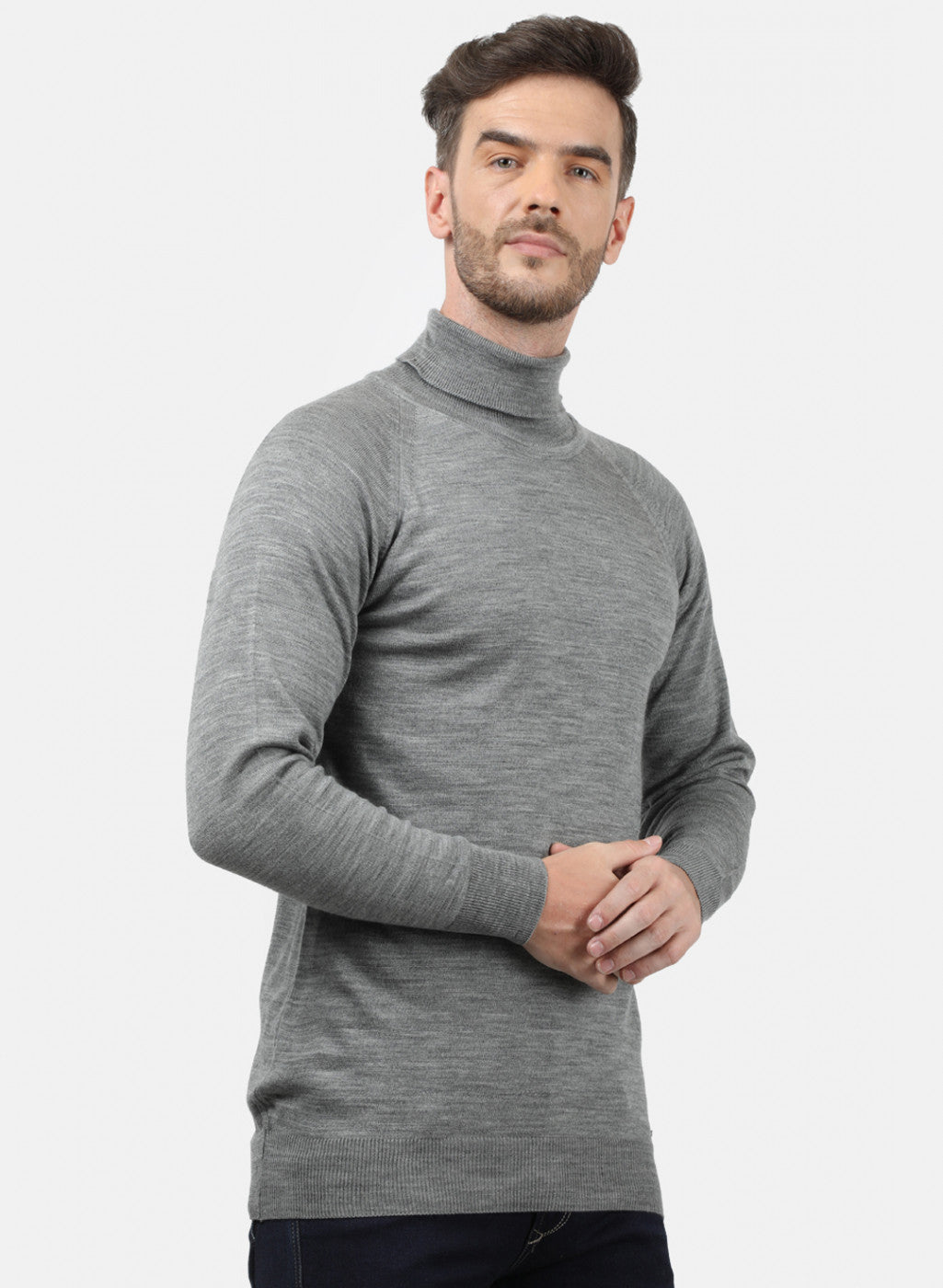 Men Grey Solid Pullover