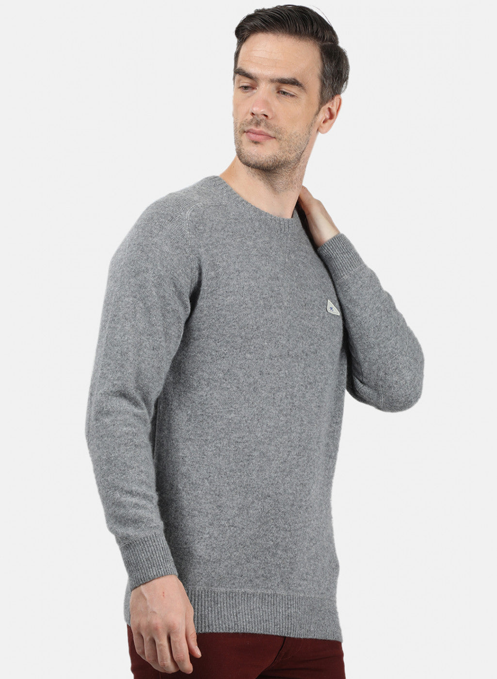 Men Grey Solid Pullover
