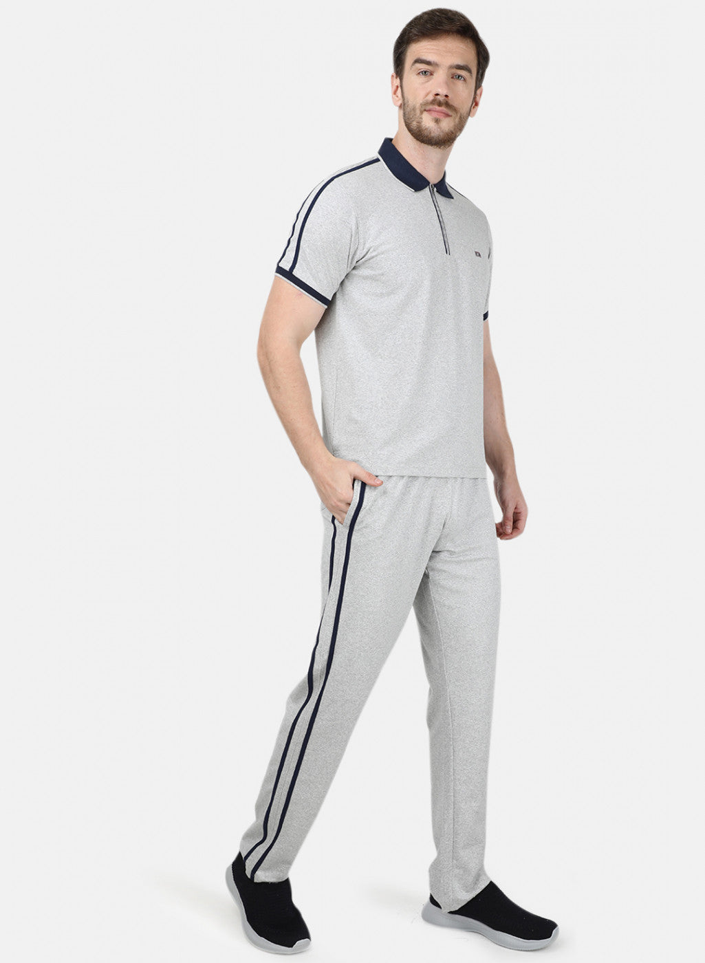 Mens Grey Stripe Lower Set