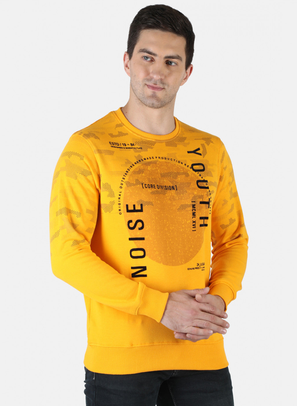 Men Mustard Printed Sweatshirt