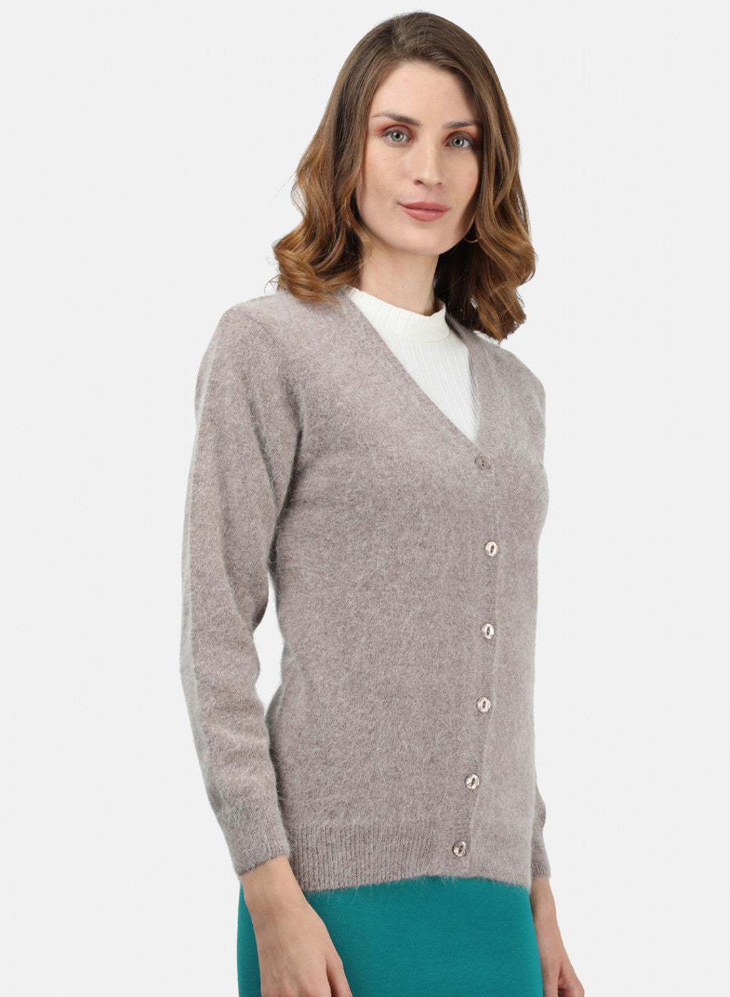 Women Light Brown Solid Cardigan