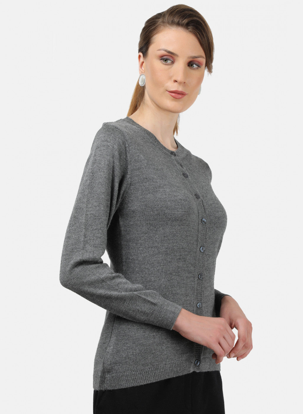 Women Grey Solid Cardigan