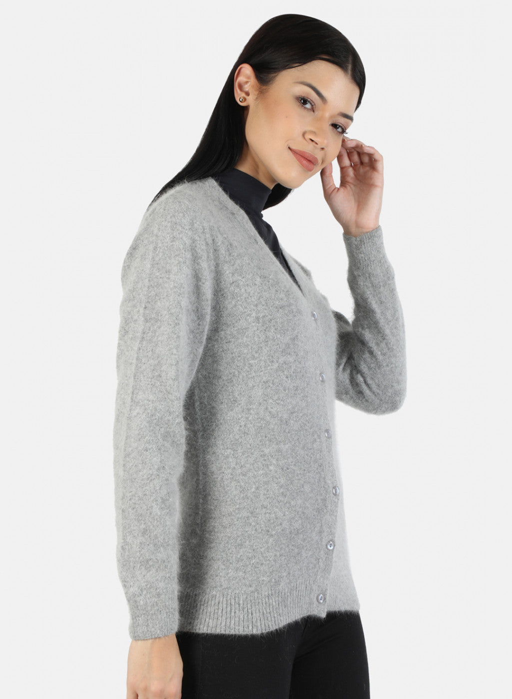 Women Grey Solid Cardigan