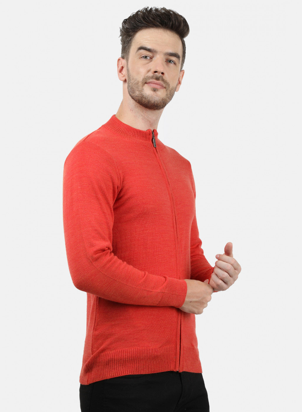 Men Orange Solid Pullover