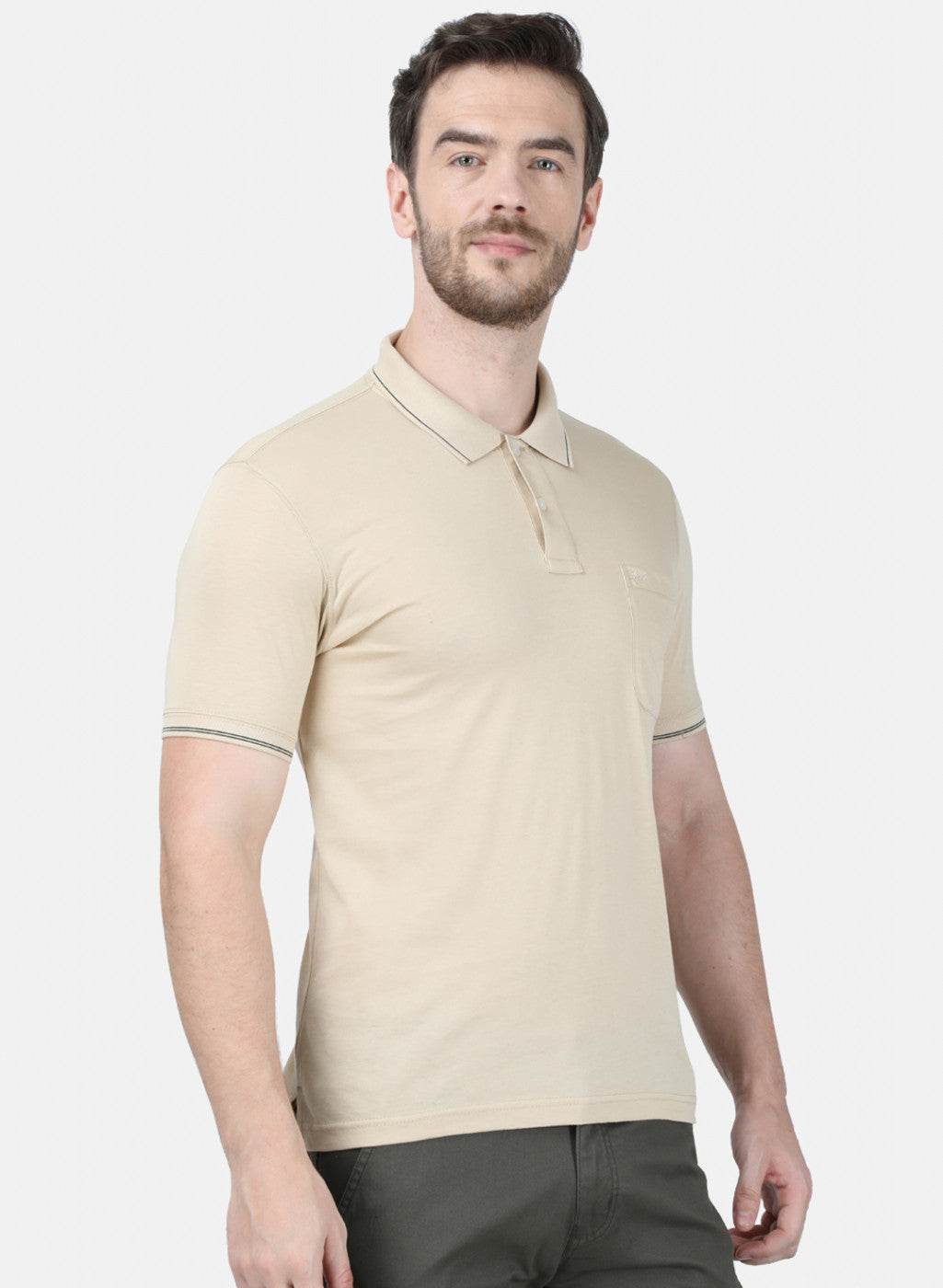 Mens Beige Plain T-Shirt