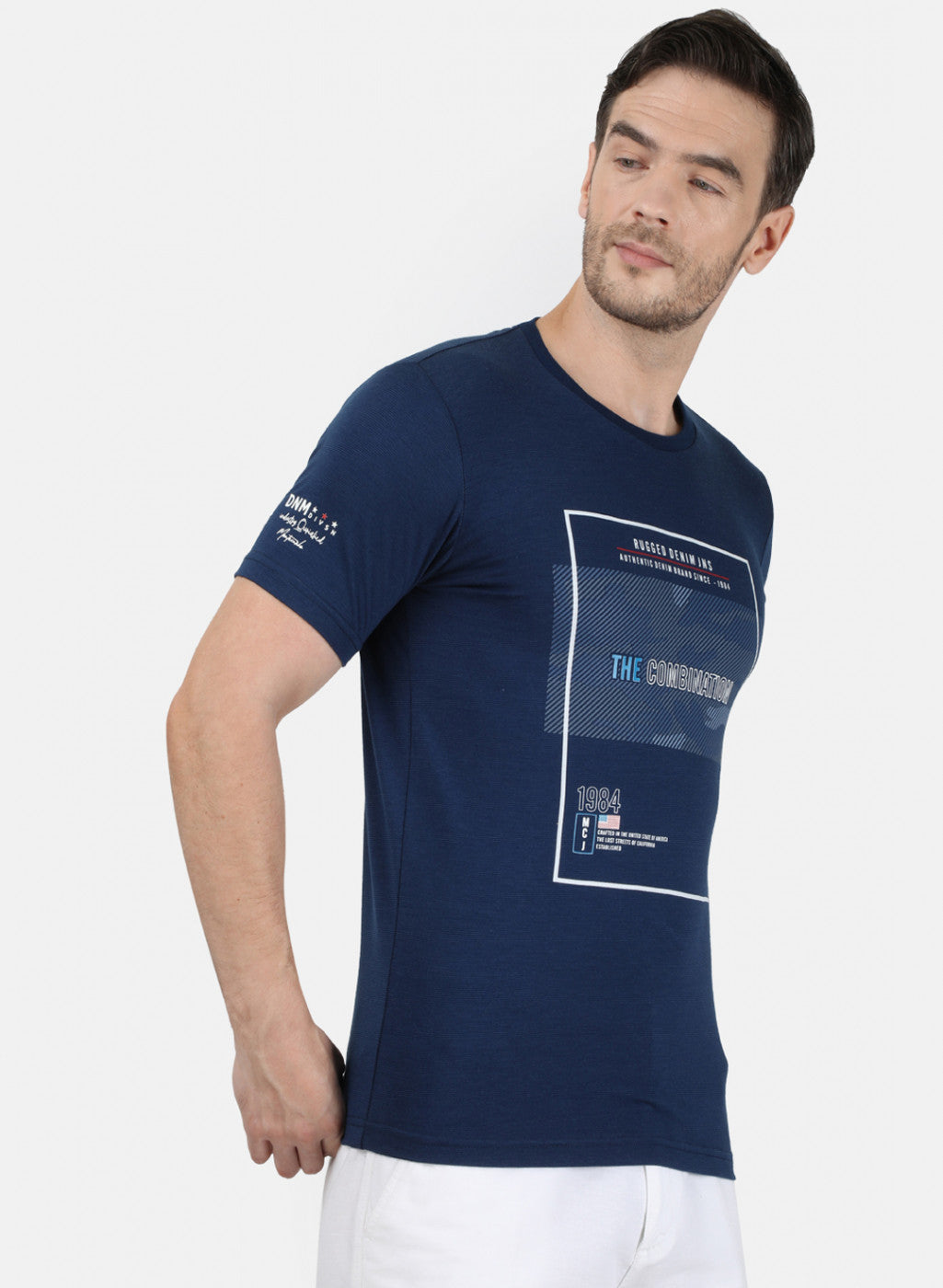 Mens Blue Printed T-Shirt