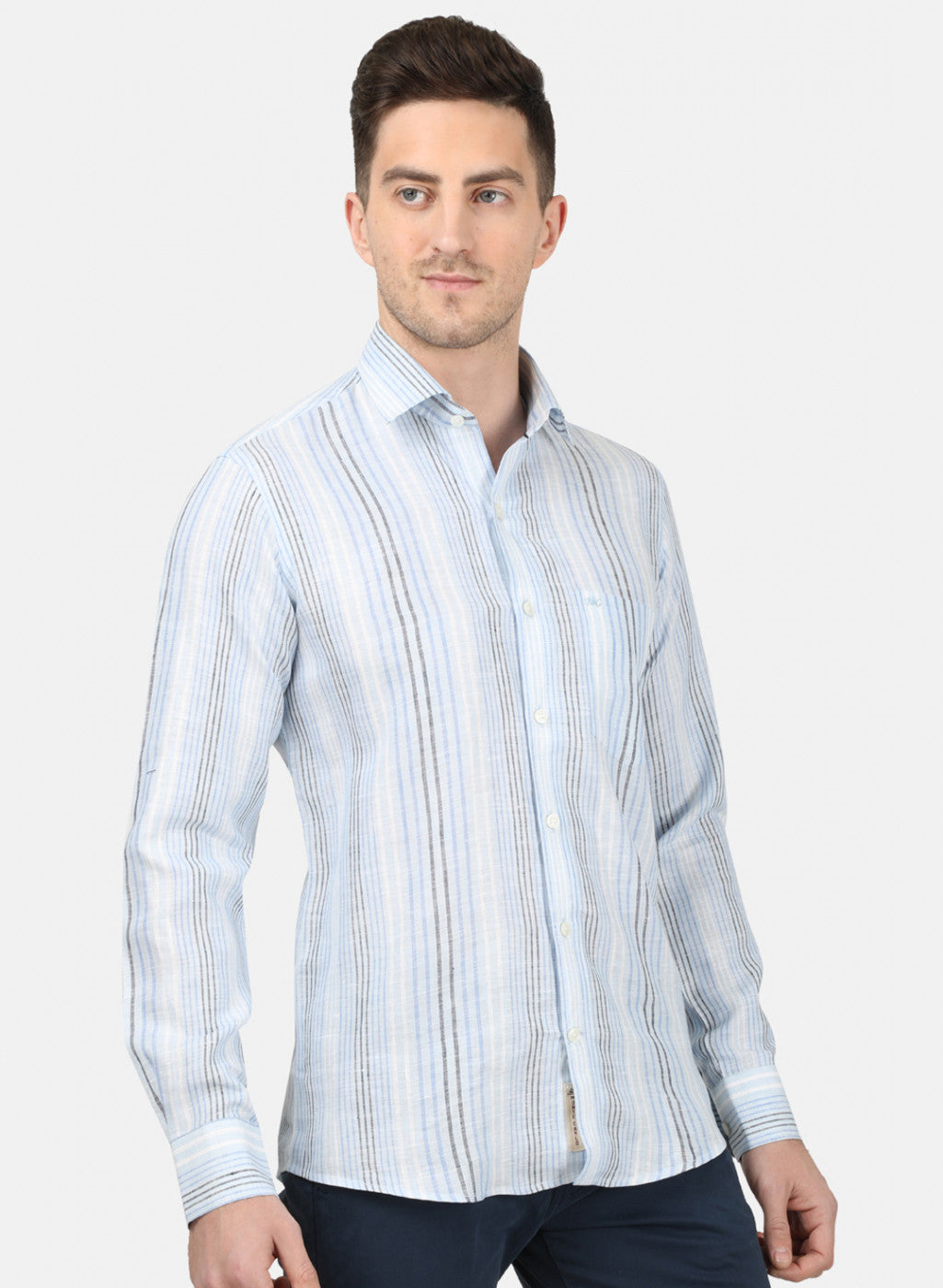 Mens Blue Stripe Linen Shirt