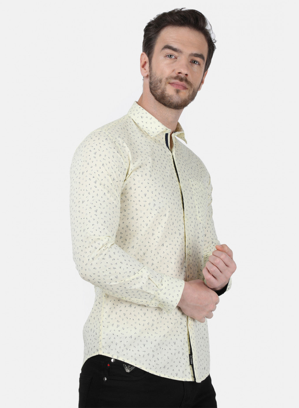 Mens Beige Printed Shirt
