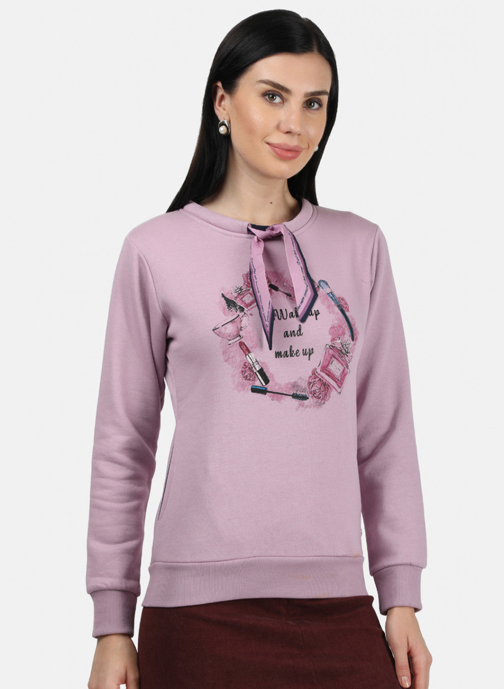 Women Purple Printed Sweatshirt
