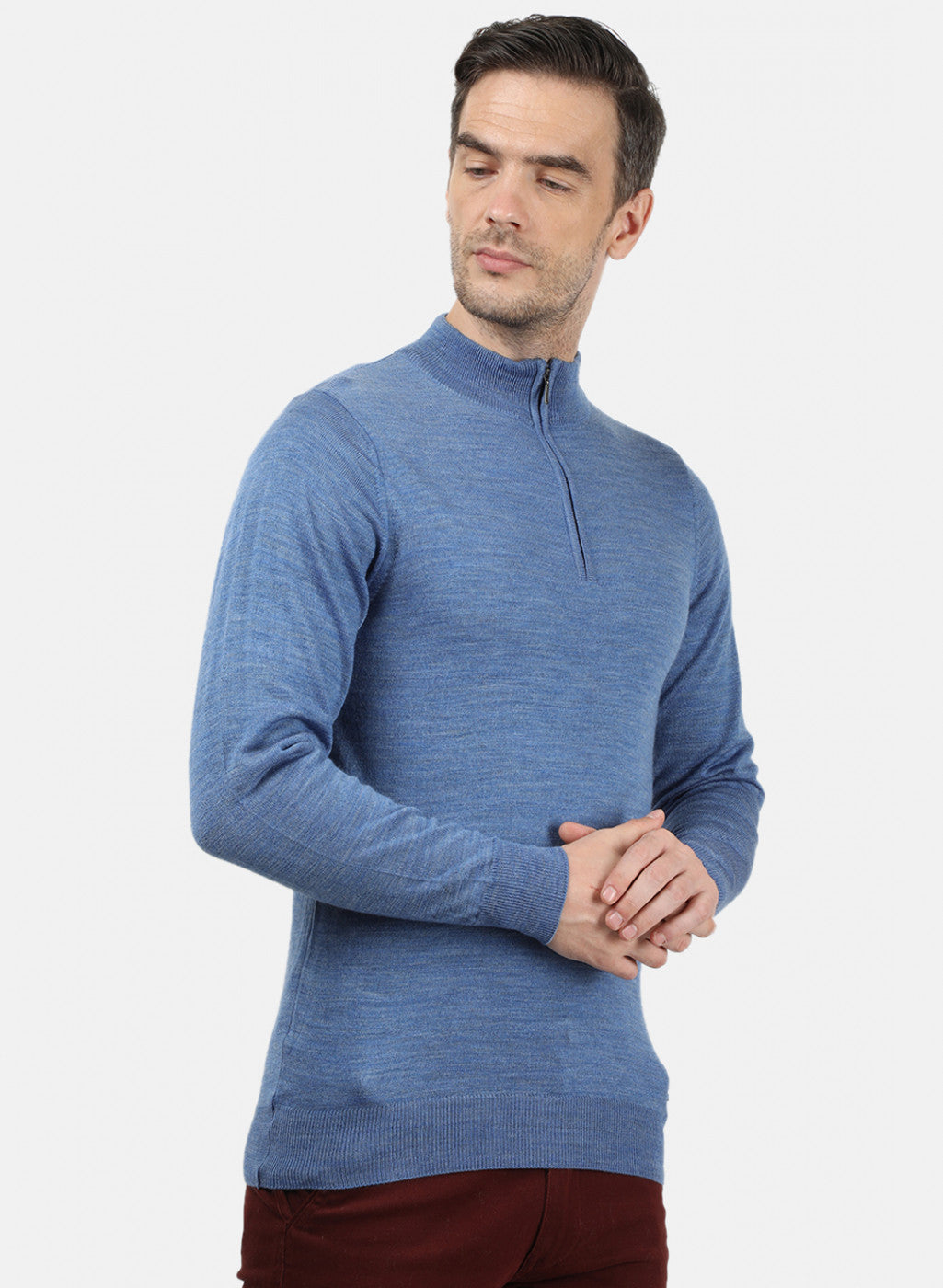 Men Blue Solid Pullover