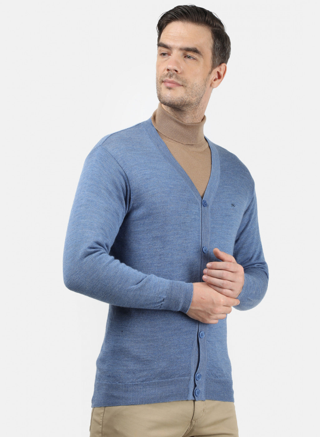 Men Blue Solid Cardigan