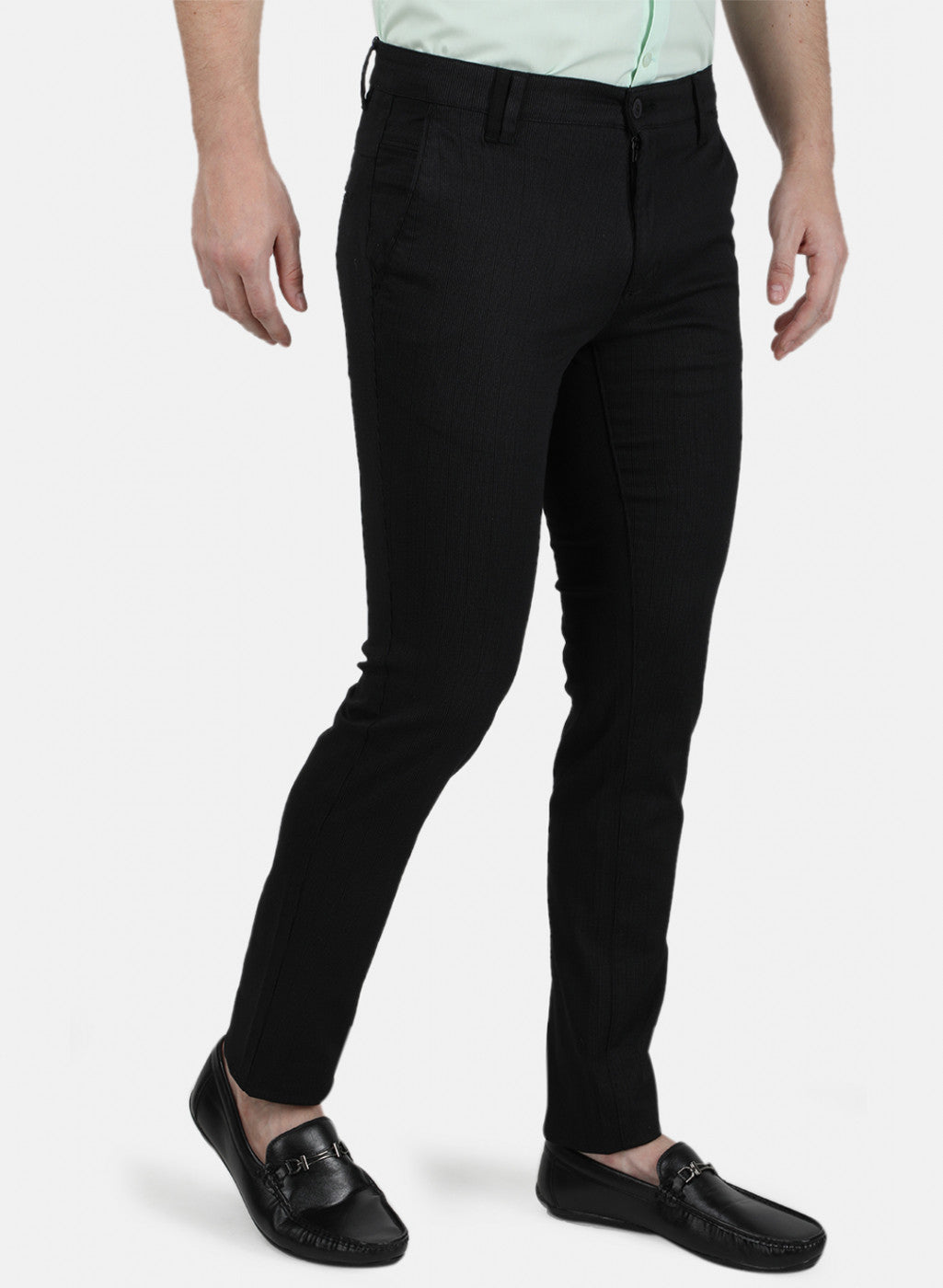 Mens Black Stripe Trousers