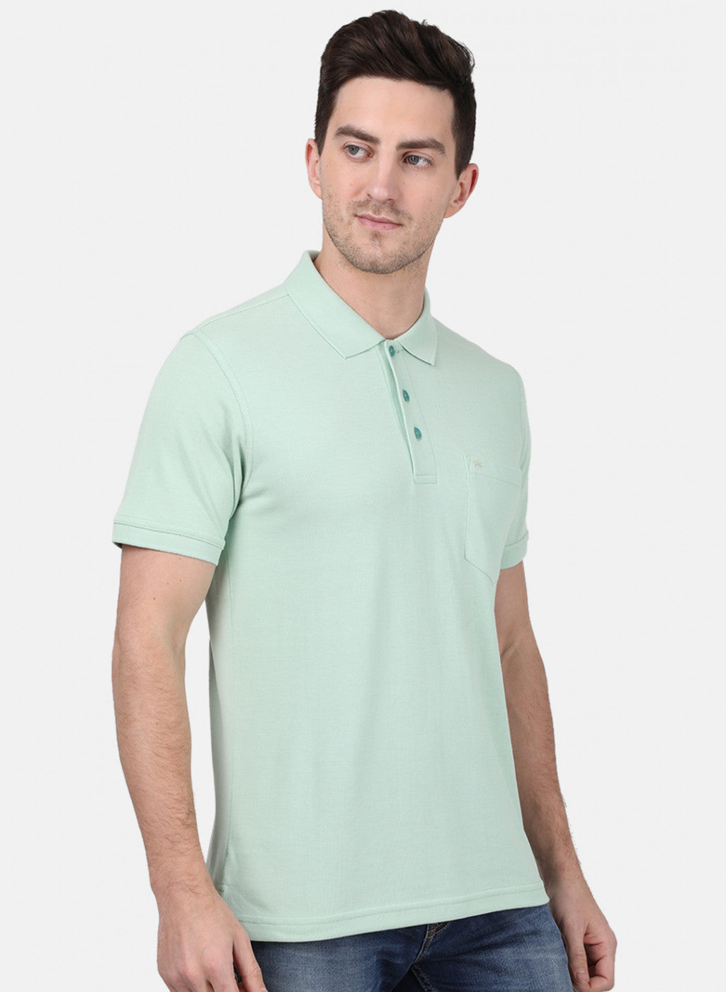 Mens Light Green Plain T-Shirt