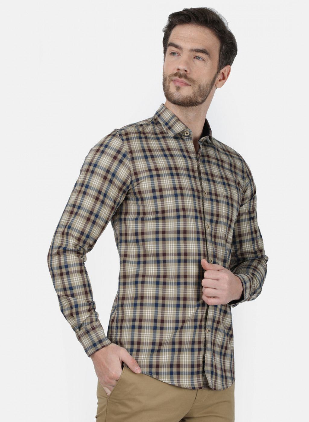 Mens Brown Check Shirt