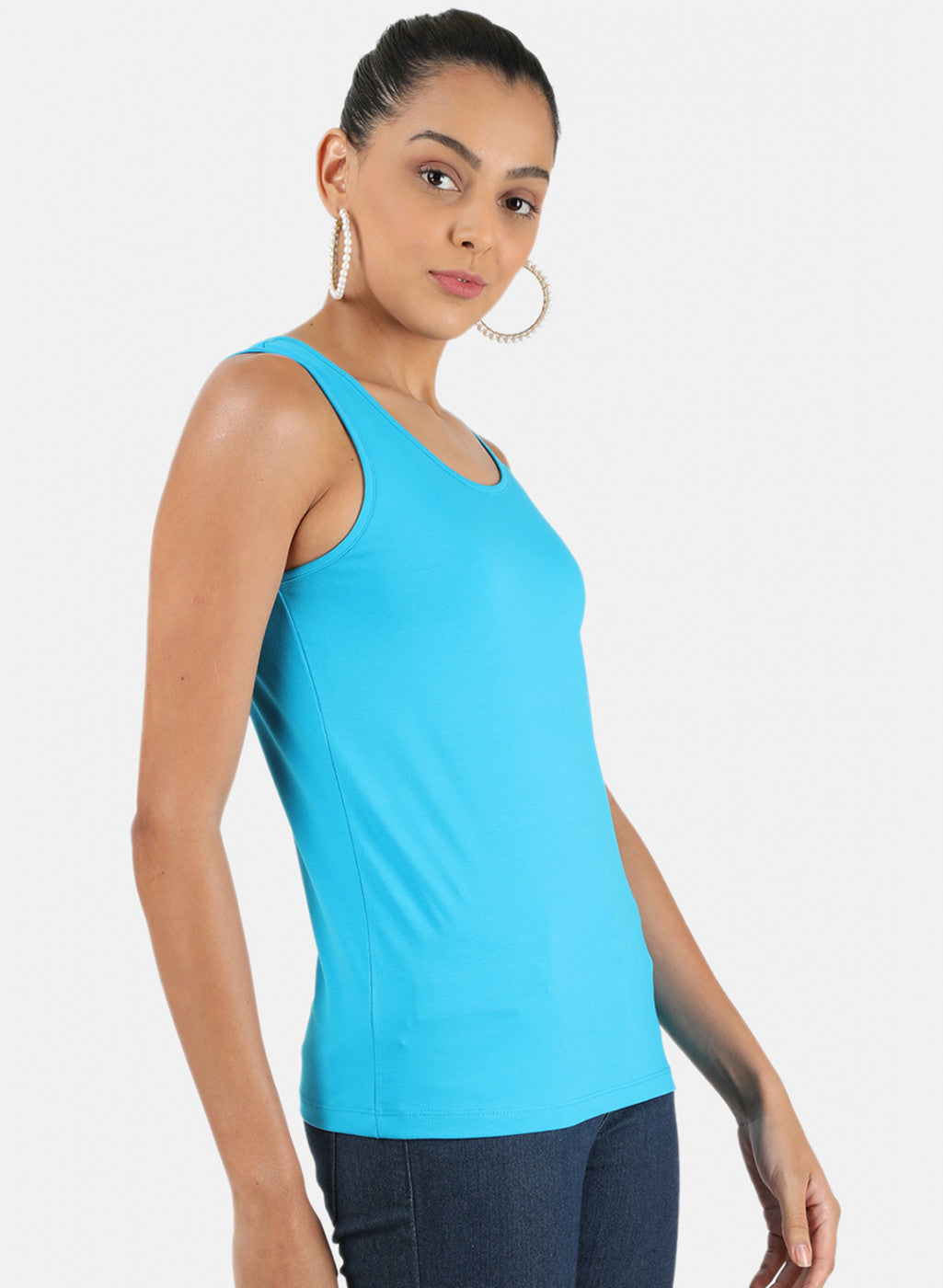 Womens Blue Plain Spaghetti