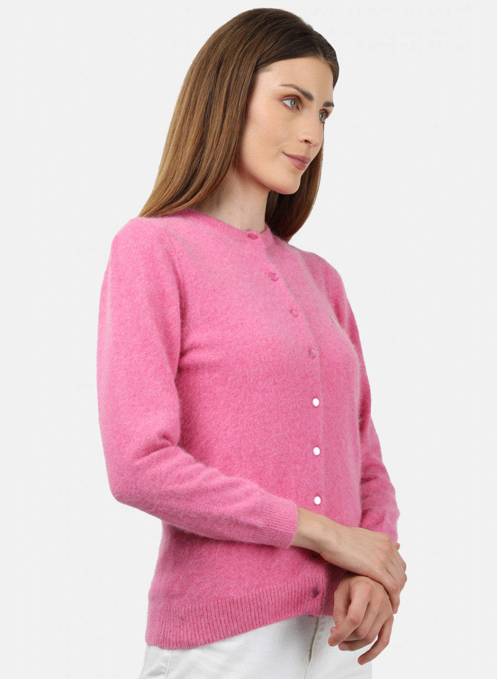 Women Pink Solid Cardigan