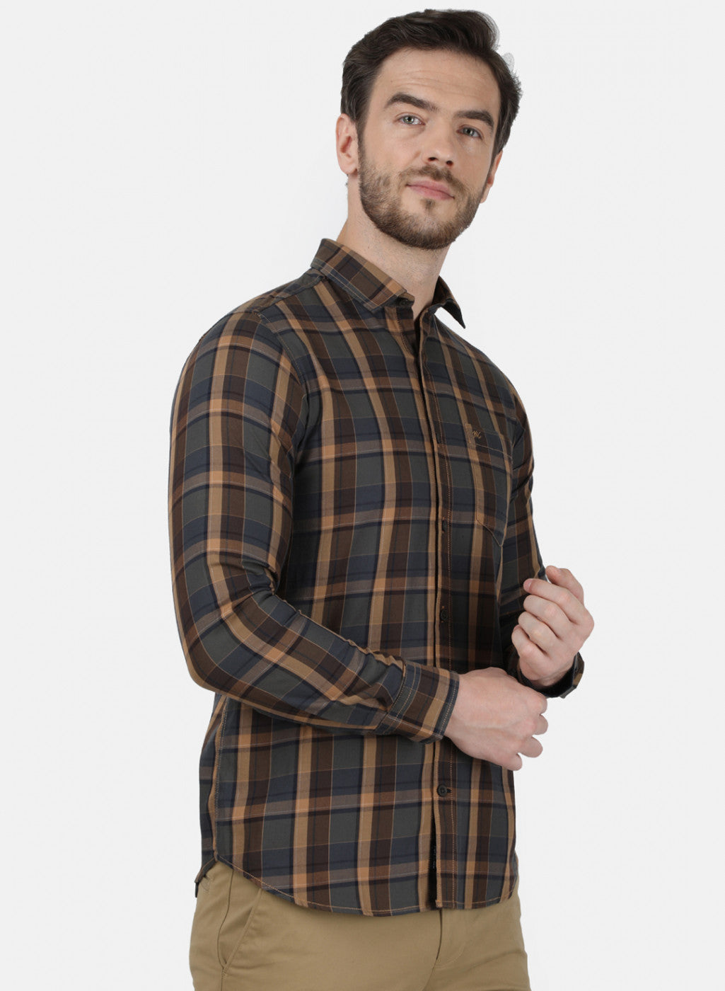 Mens Brown Check Shirt