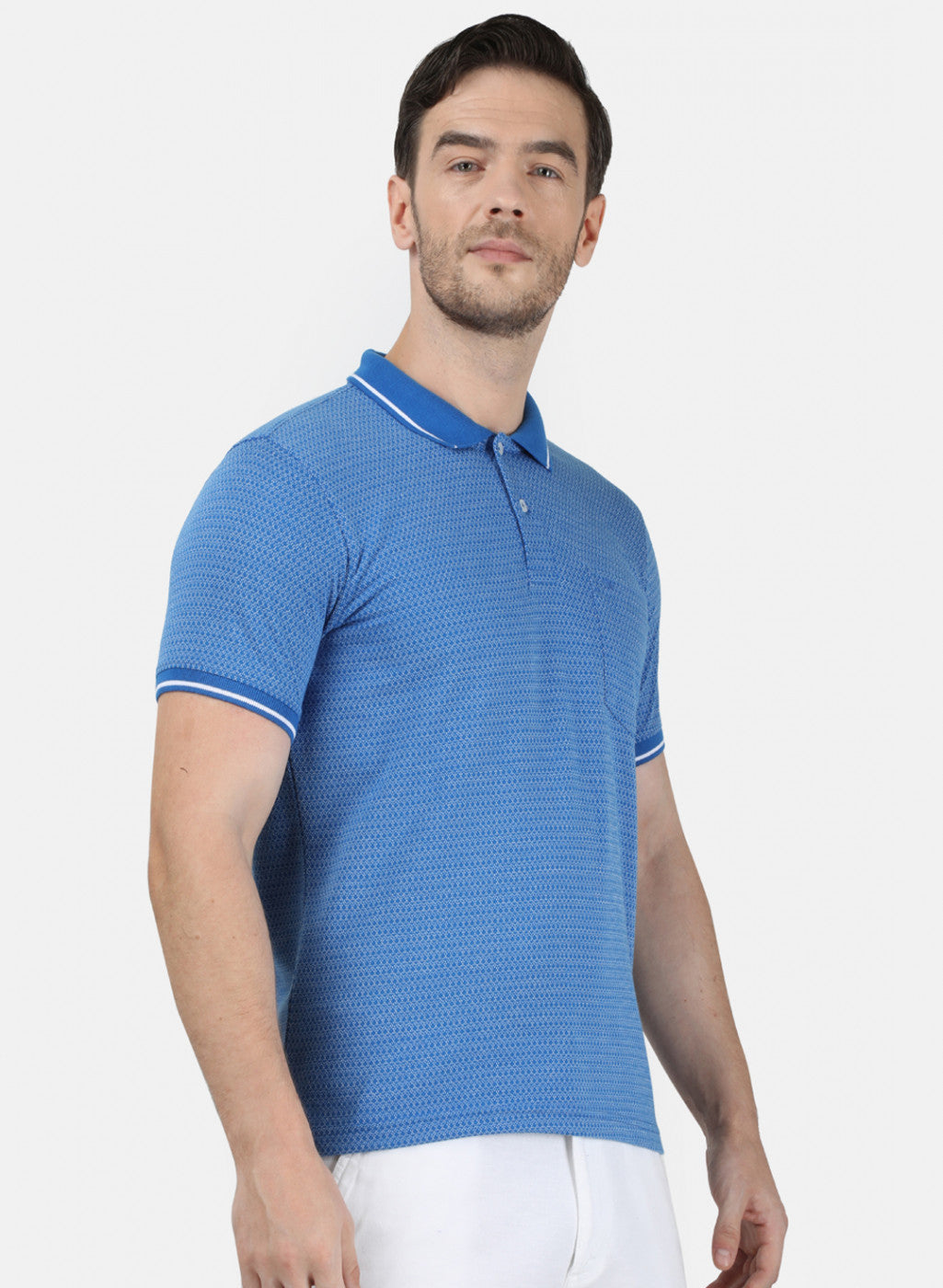 Mens Blue Jaquard T-Shirt