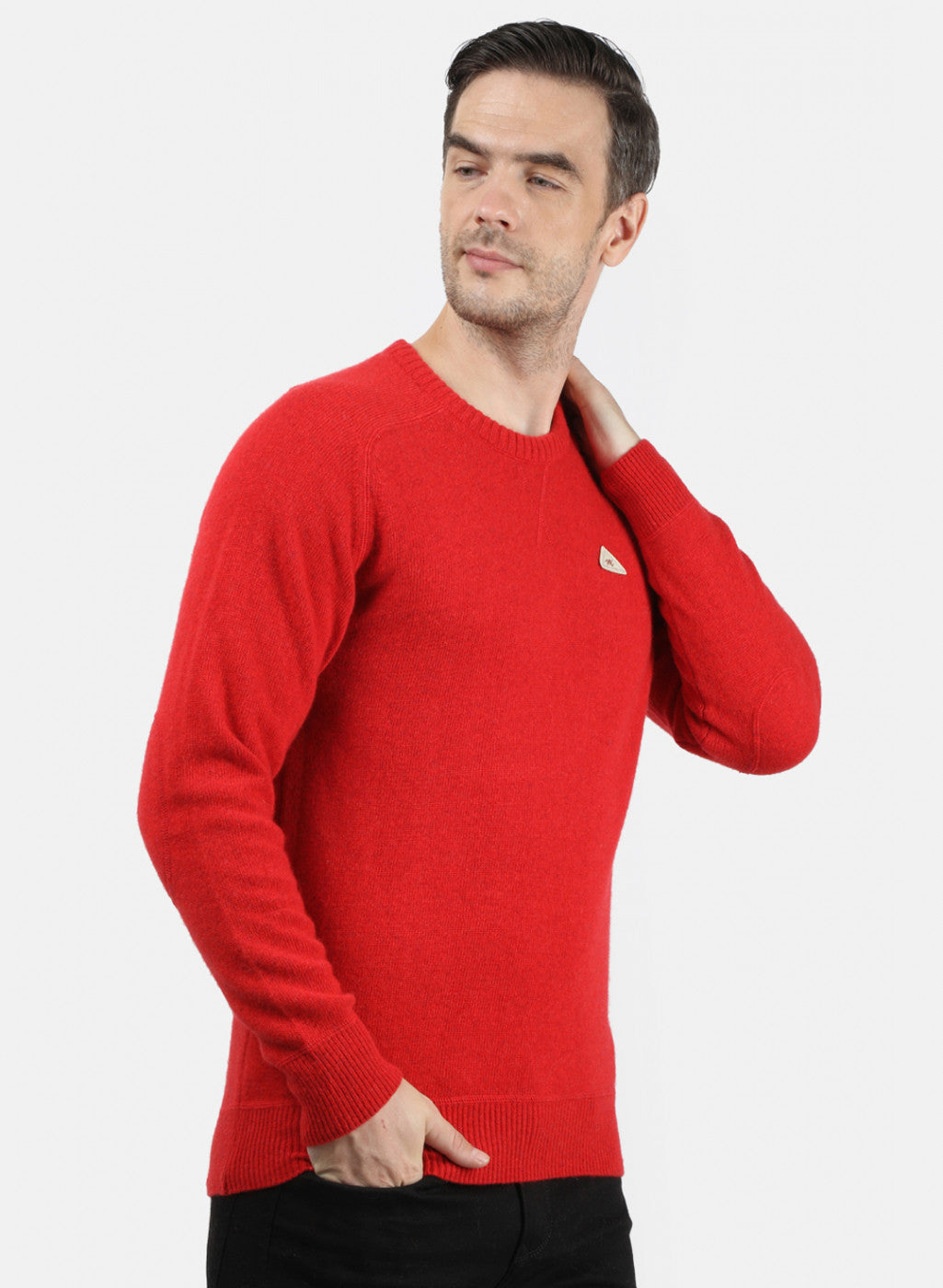Men Red Solid Pullover