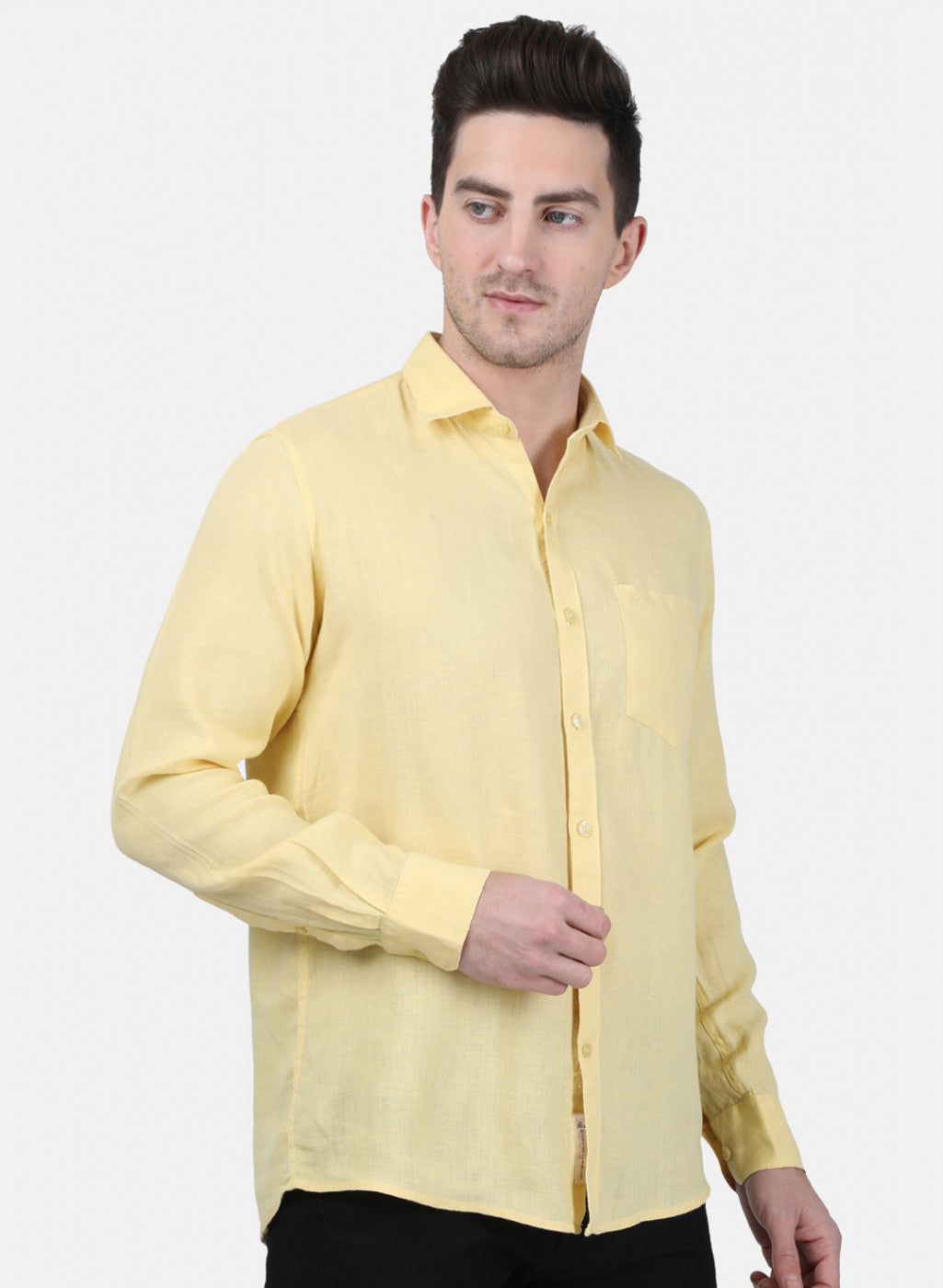 Mens Yellow Solid Shirt