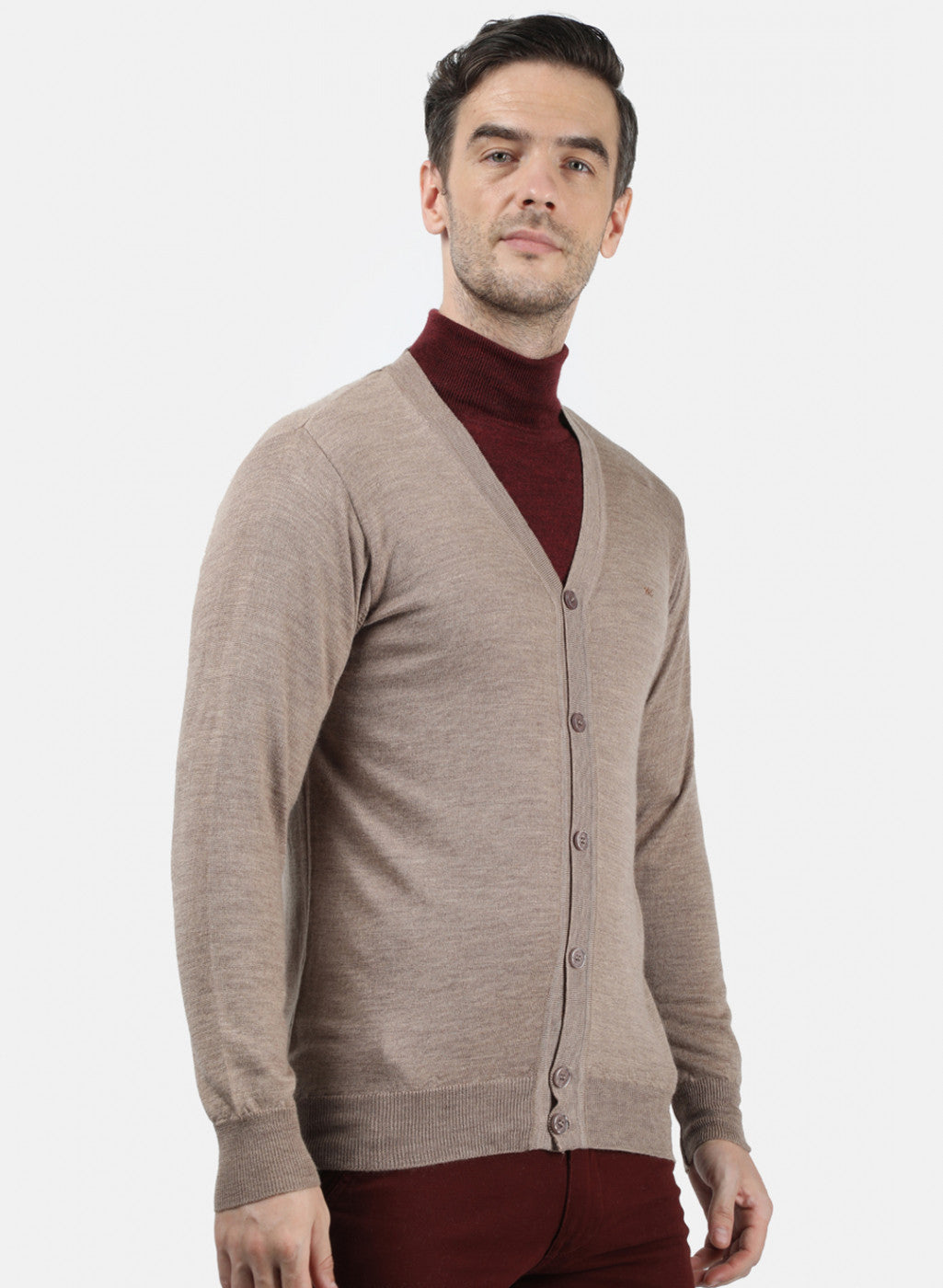 Men Light Brown Solid Cardigan