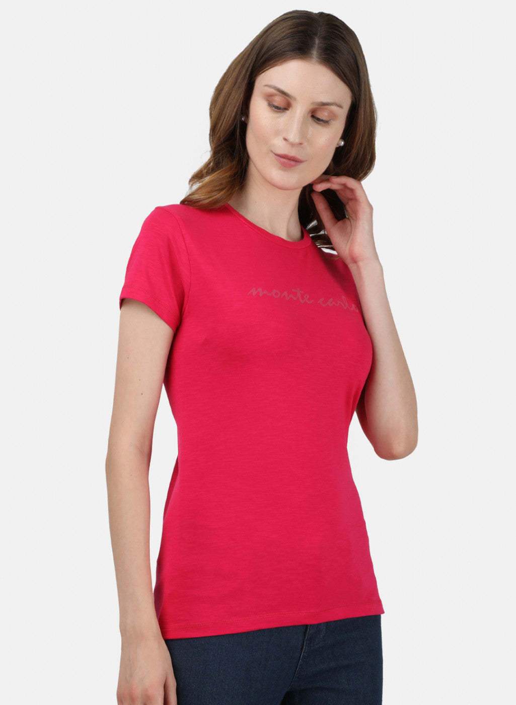 Womens Dark Pink Printed Top