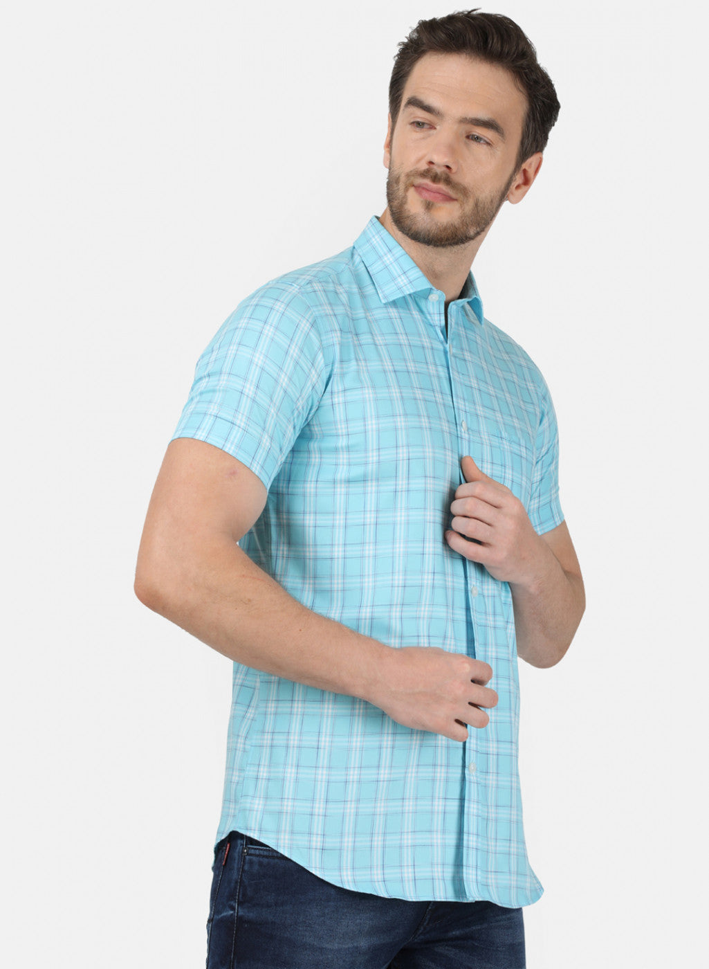 Mens Blue Check Shirt