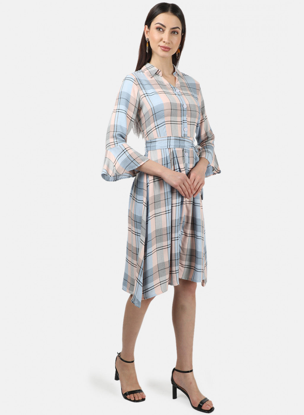 Womens Multi Color Check Dress