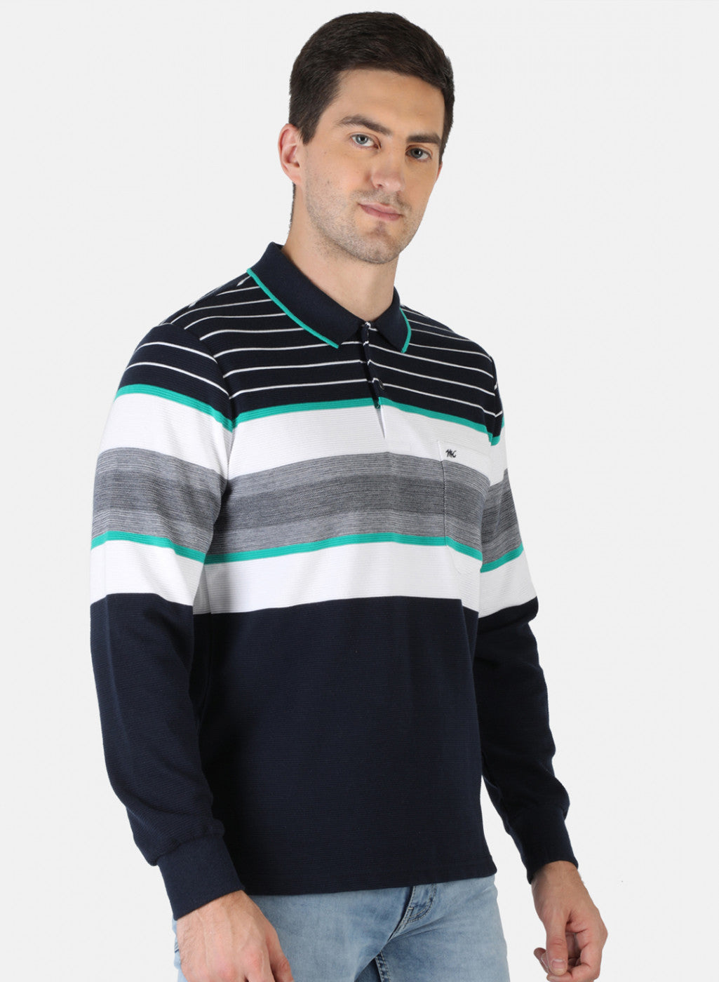 Men NAvy Blue Stripe T-Shirt