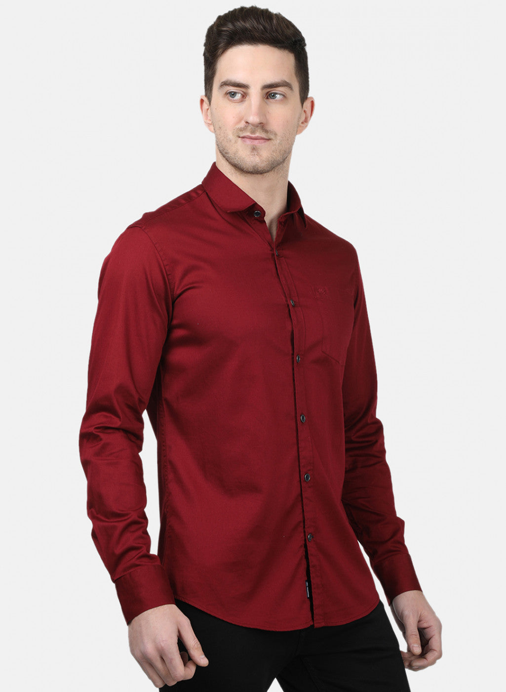 Mens Maroon Solid Shirts