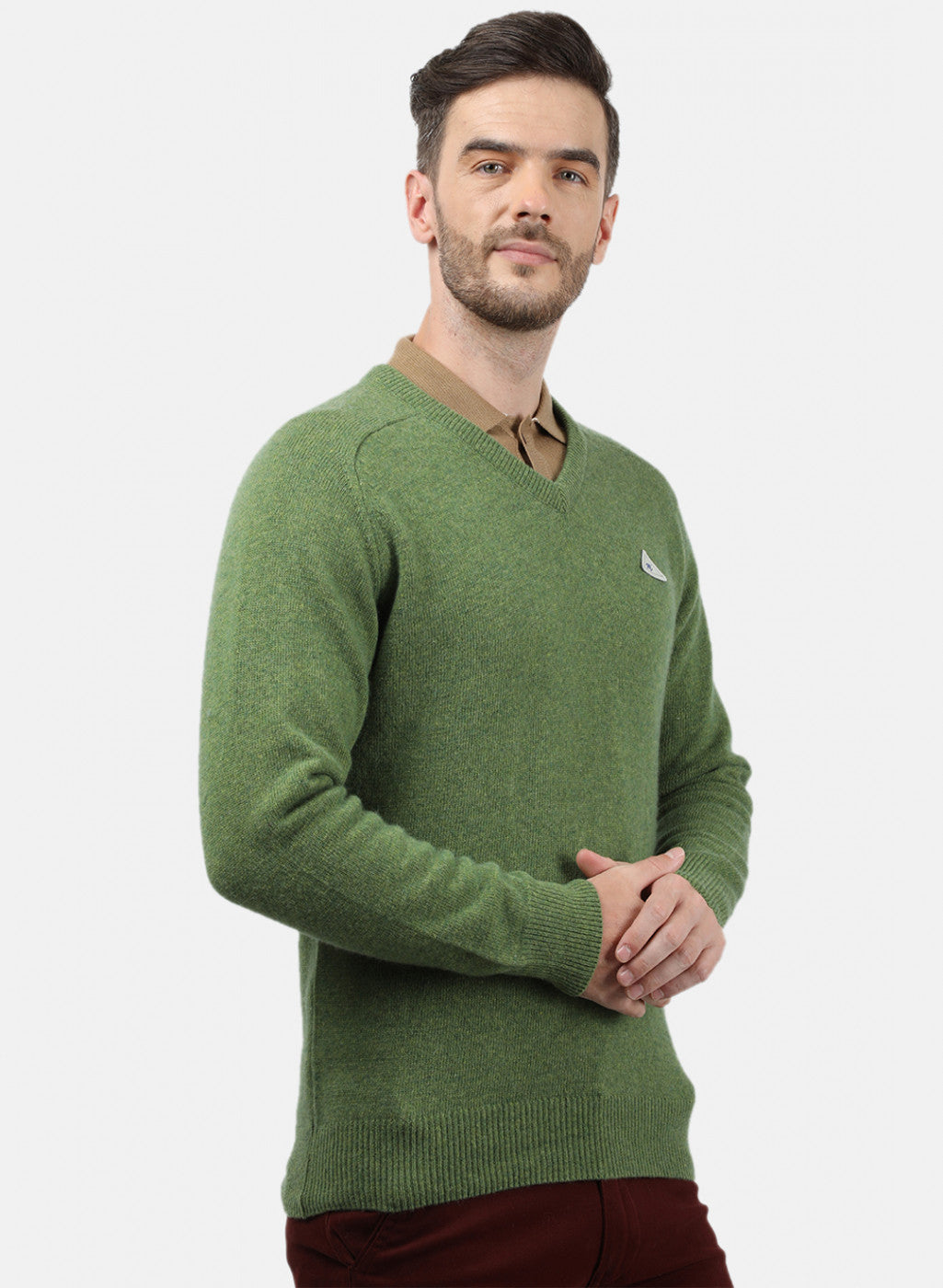 Men Green Solid Pullover