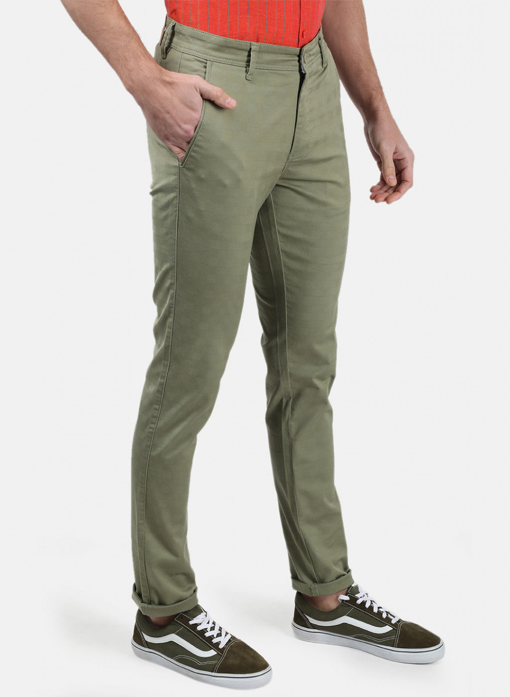 Men Green Check Trousers