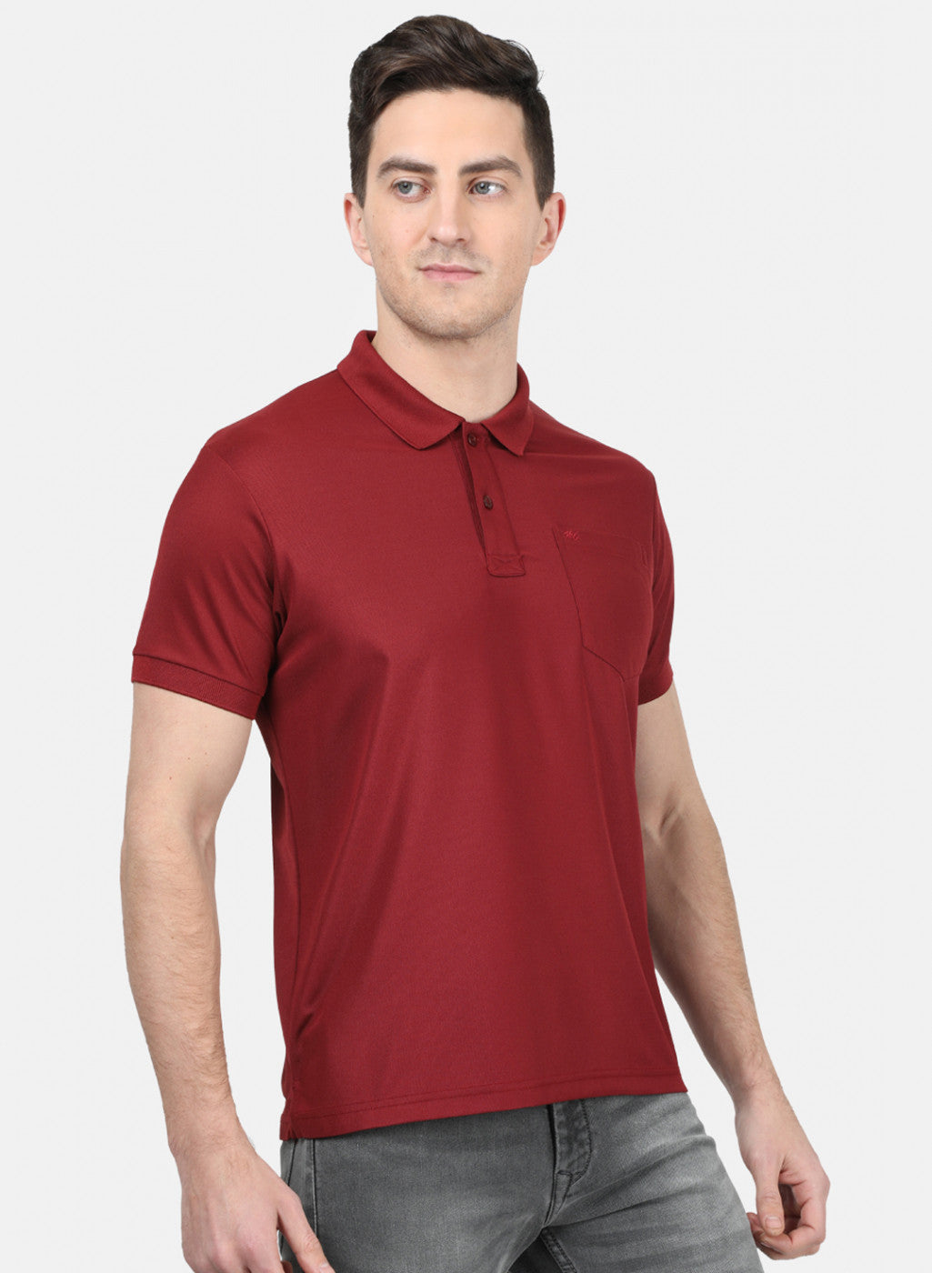 Mens Maroon Plain T-Shirt