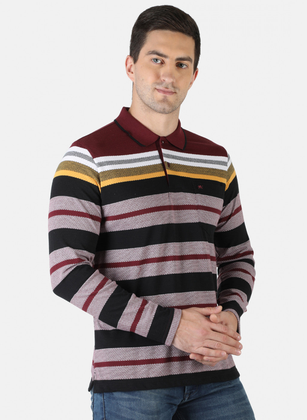 Men Maroon Stripe T-Shirt
