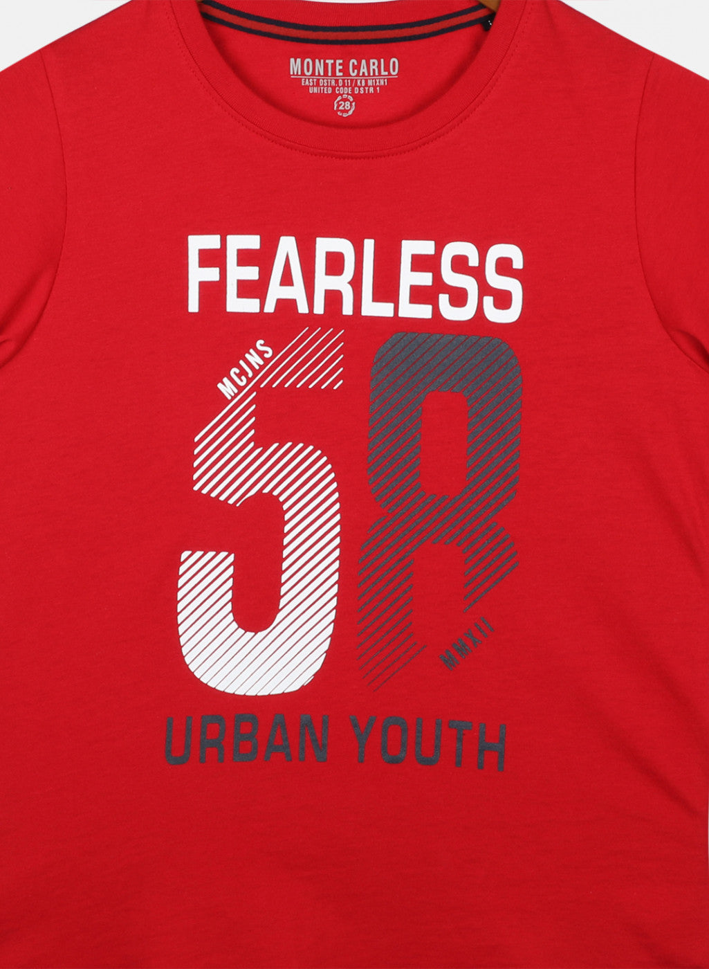 Boys White & Red Printed T-Shirt