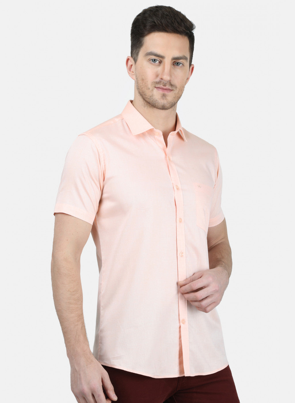 Mens Orange Printed Shirt