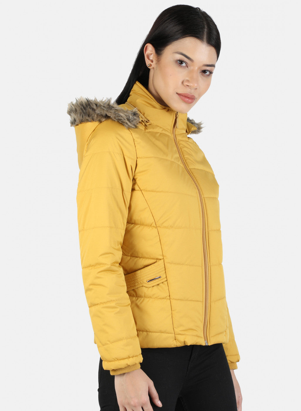 Women Mustard Plain Jacket