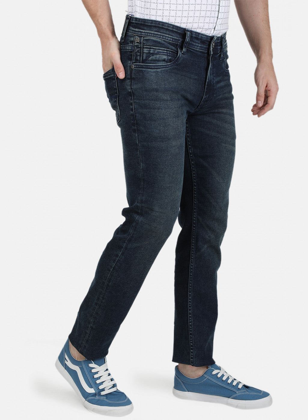 Mens Blue Narrow Fit Trouser