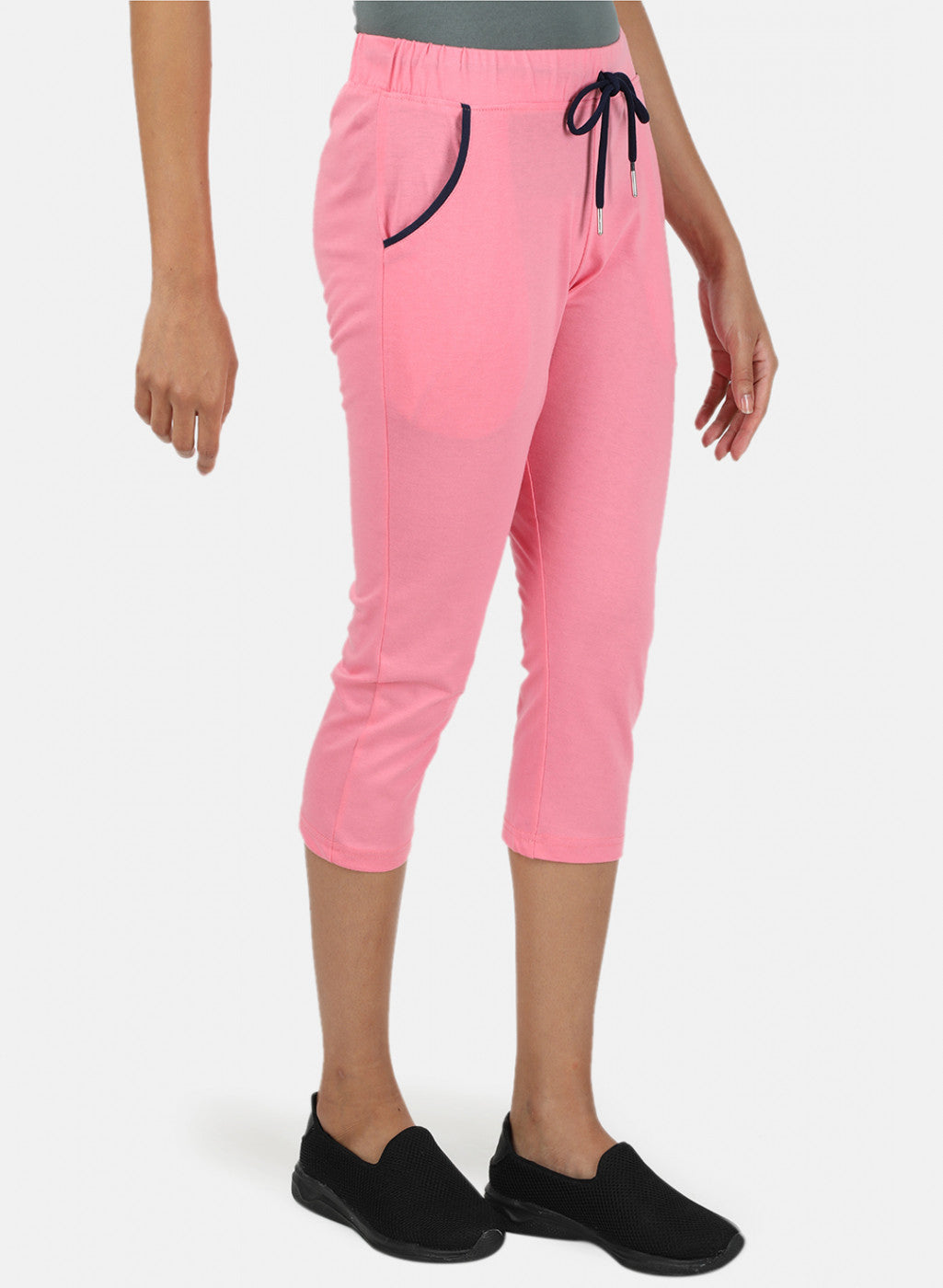 Womens Pink Plain Capri