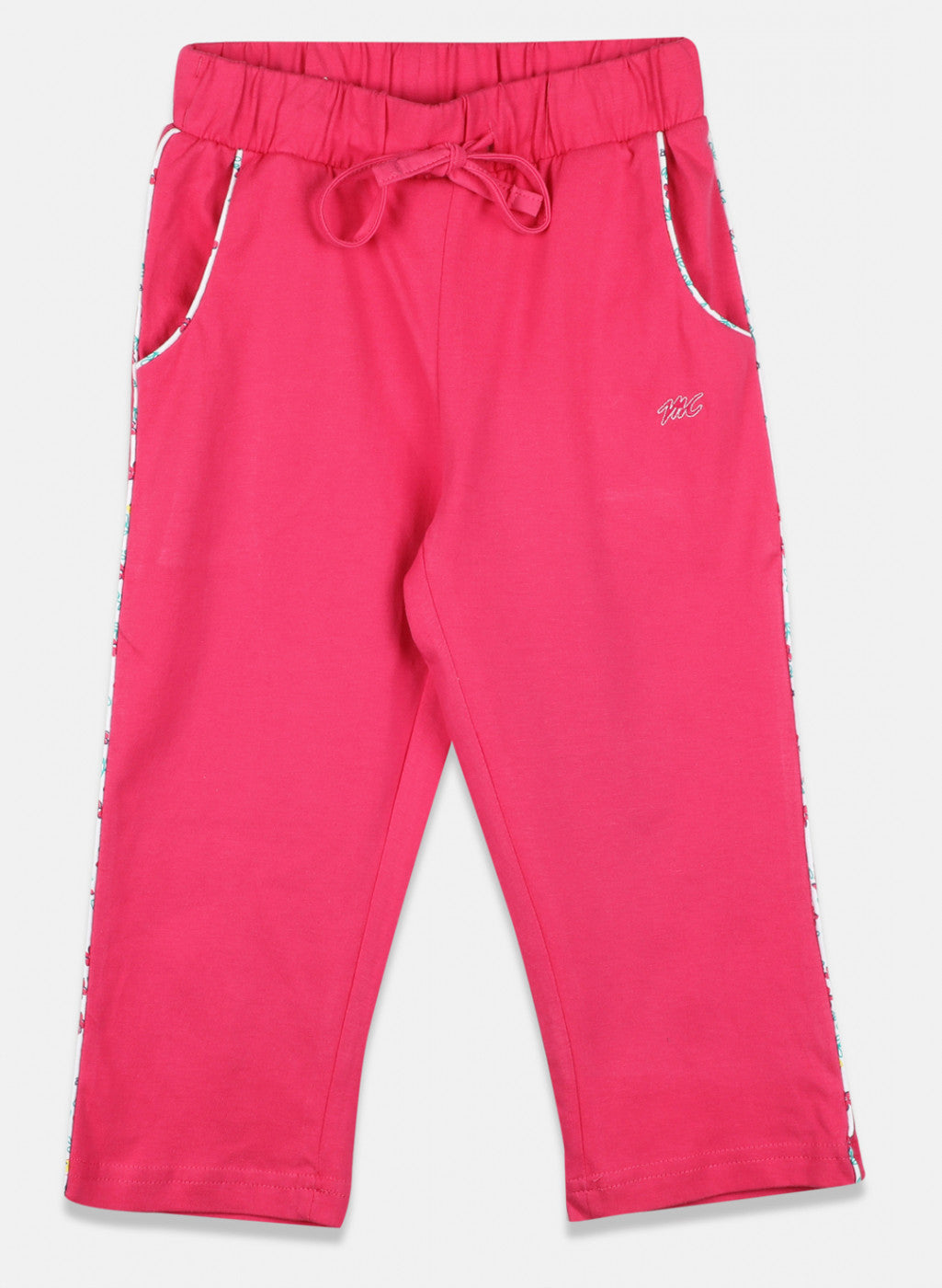 Girls Pink Printed Capri Set
